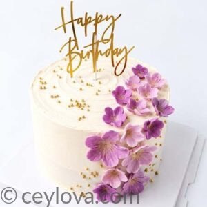 Blossom & Gold Birthday Cake
