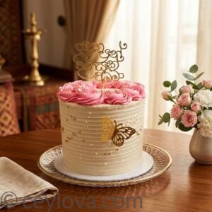 Ivory Rosette Crown Birthday Cake