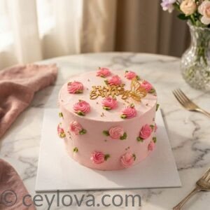 Pink Rosebud & Butterfly Cake